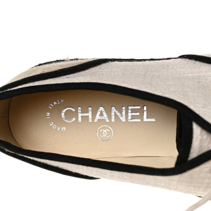 Chanel Cotton Lace Up Espadrilles 37 Light Beige 8 of 8