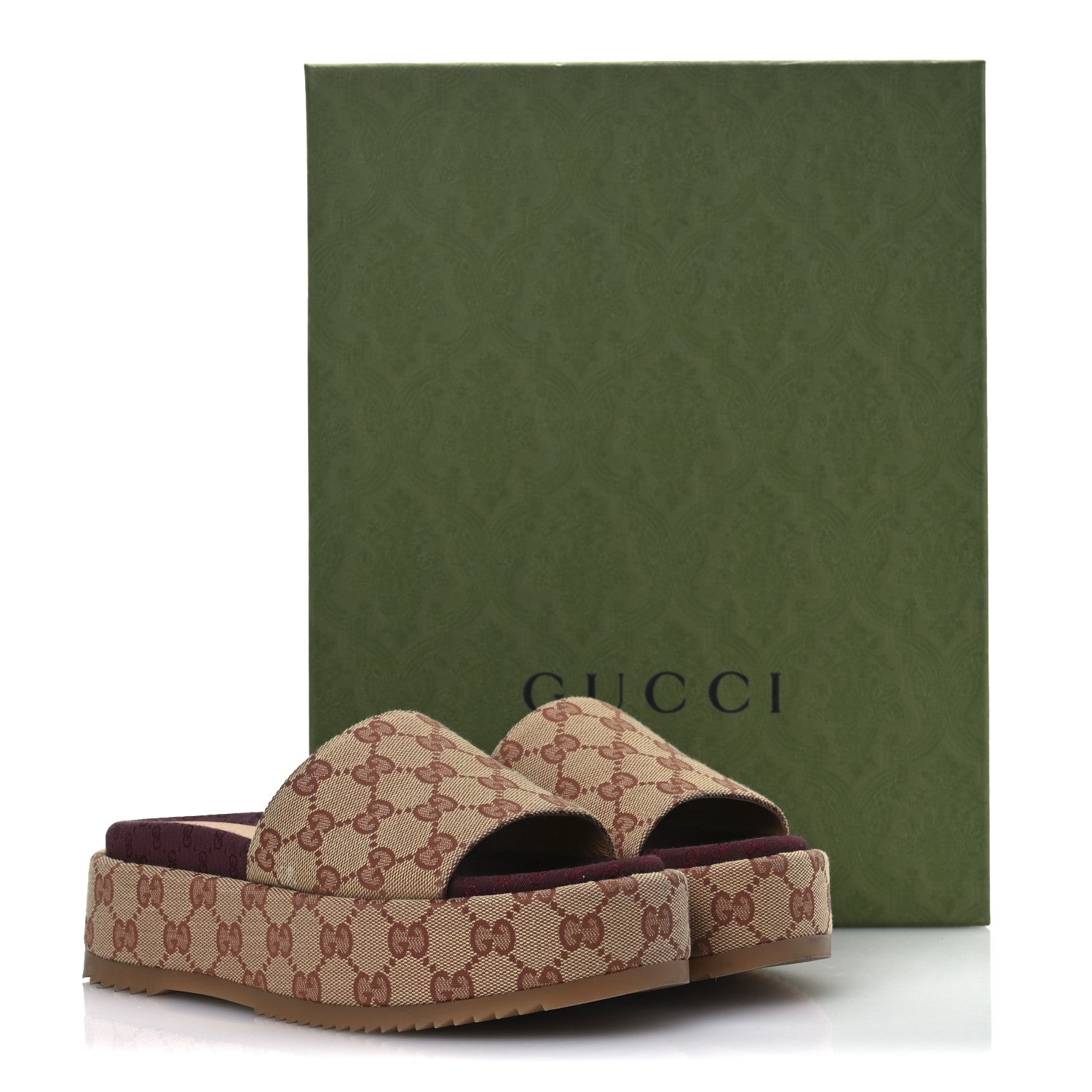 Gucci Canvas GG Monogram Angelina Platform Slide Sandals 36 Beige Ruggine 30 of 30