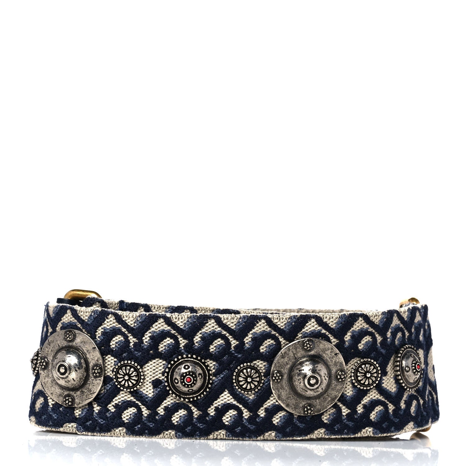 Christian Dior Oblique Studded Shoulder Strap Blue 2 of 6