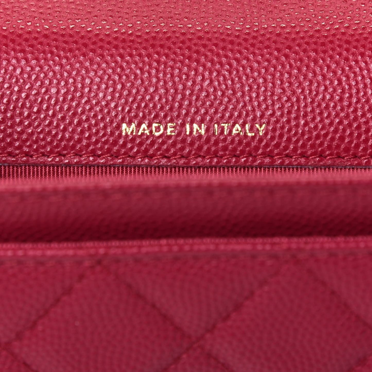 Caviar Quilted Flap Card Holder Wallet Dark Pink