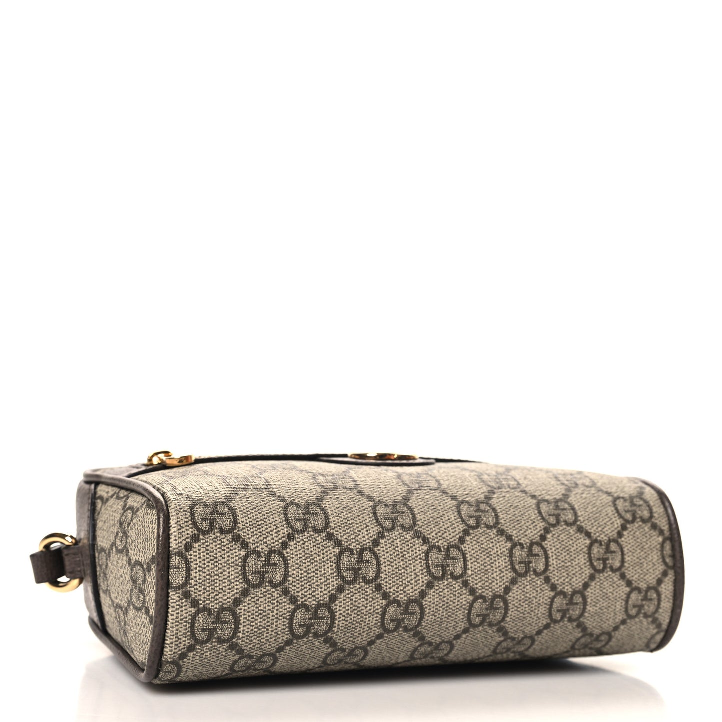 Denim Monogram Textured Dollar Calfskin Super Mini Ophidia Shoulder Bag Beige Ebony New Acero