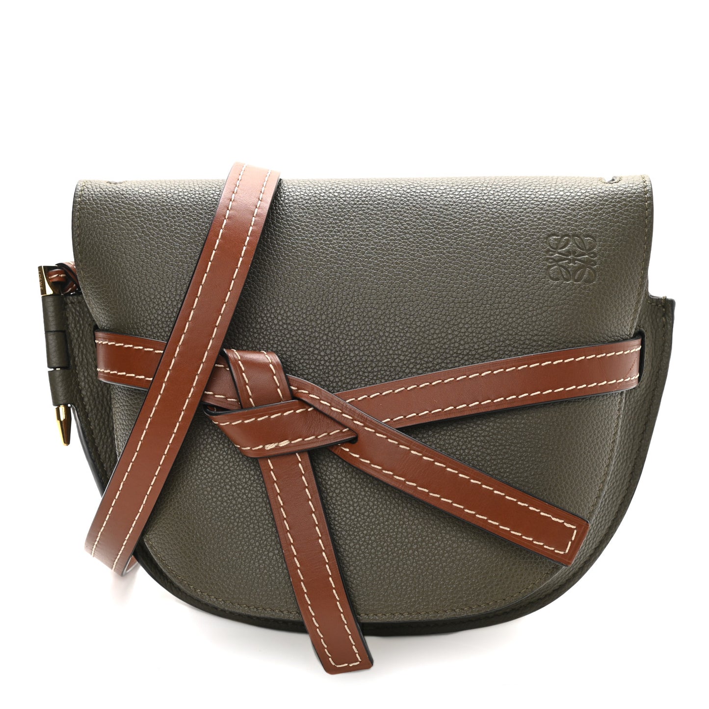 Calfskin Medium Gate Crossbody Bag Khaki Green