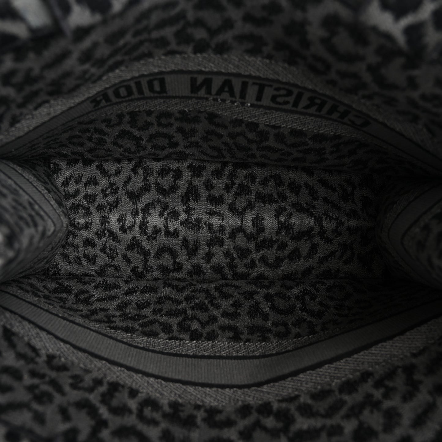 Canvas Mizza Embroidered Large Leopard Book Tote Grey