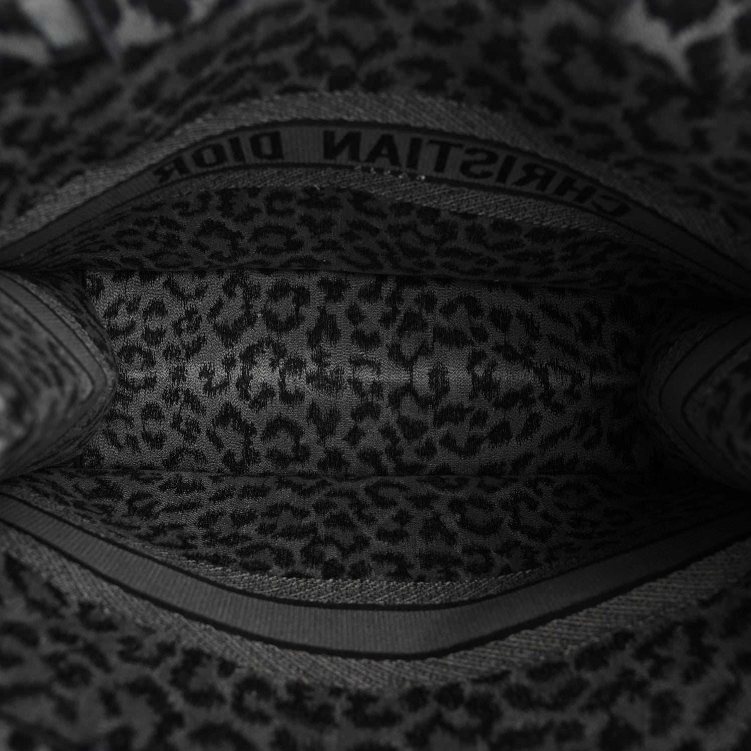 Christian Dior Canvas Mizza Embroidered Large Leopard Book Tote Grey 5 of 13