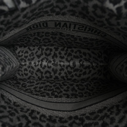 Christian Dior Canvas Mizza Embroidered Large Leopard Book Tote Grey 5 of 13