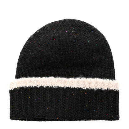 Chanel Cashmere Silk CC Beanie Hat Black Ecru 3 of 4