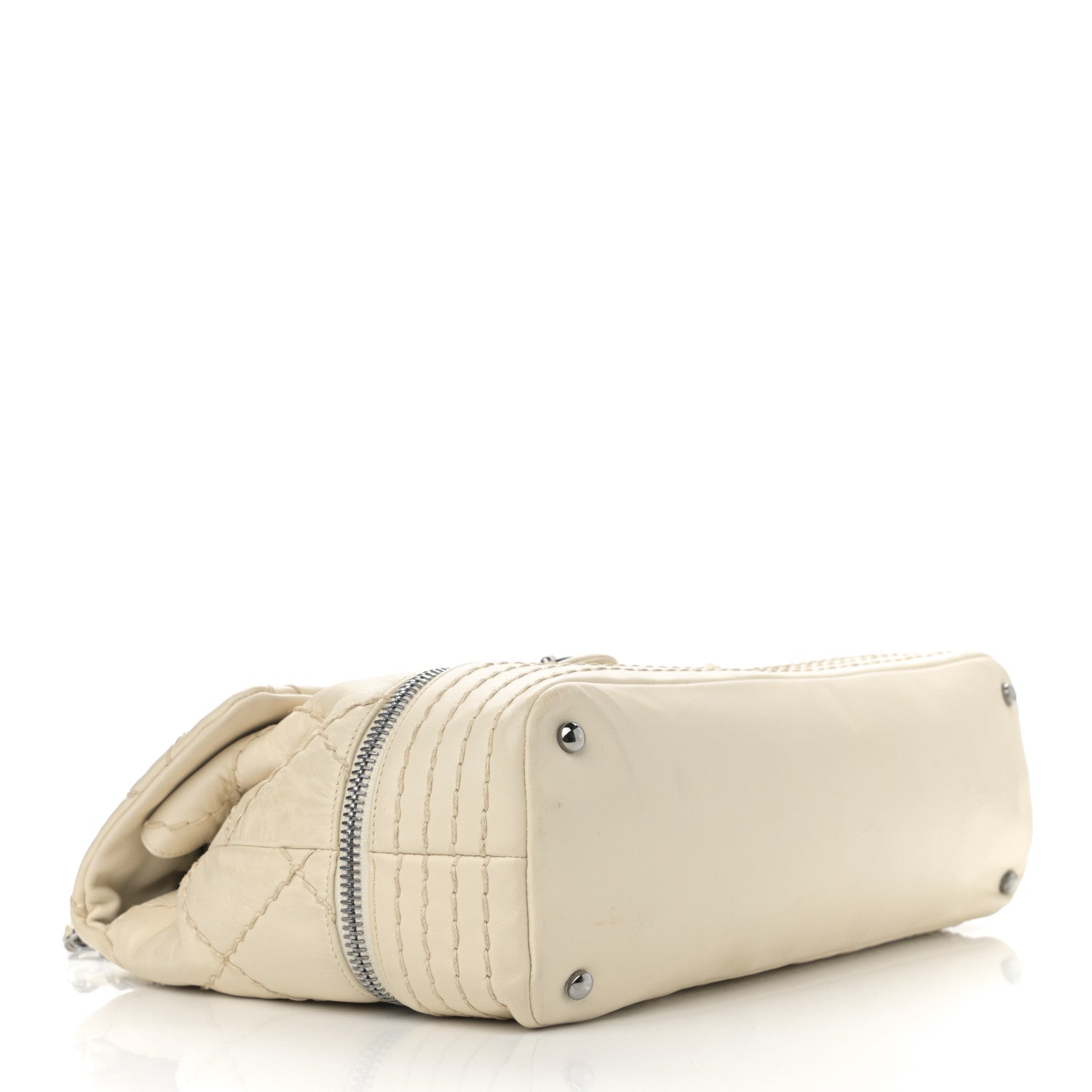 Chanel Calfskin Stitched Large Expandable Flap Bag White 5 of 11