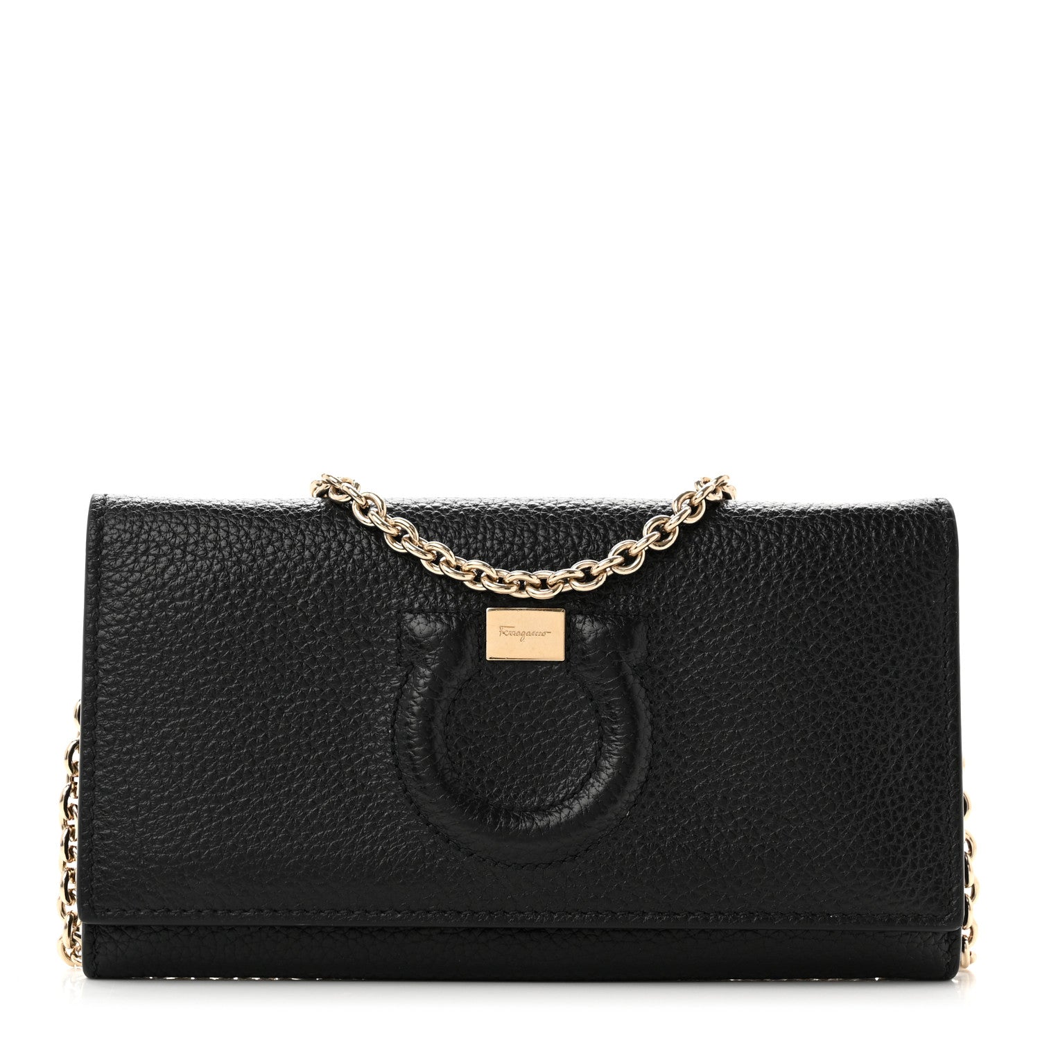 Salvatore Ferragamo Calfskin City Wallet On Chain Black 1 of 9