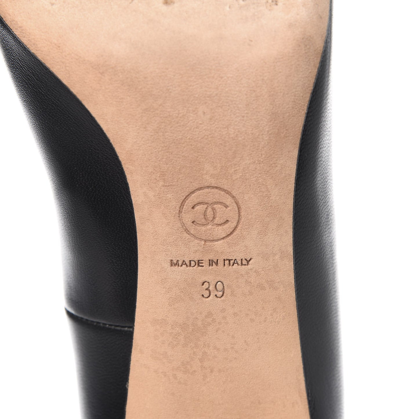 Lambskin Peep Toe CC Pumps 39 Black