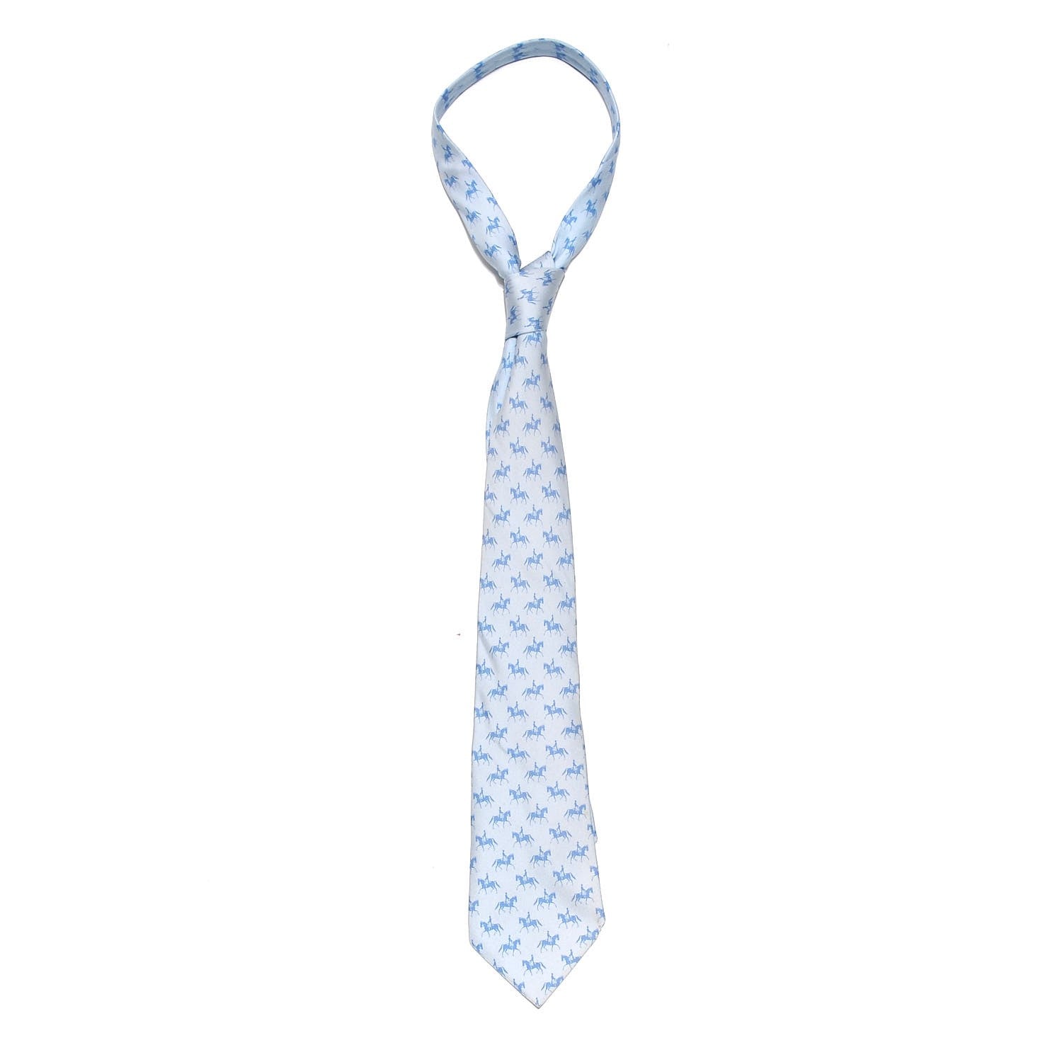 Hermes Silk Mens Neck Tie Bleu 1 of 7