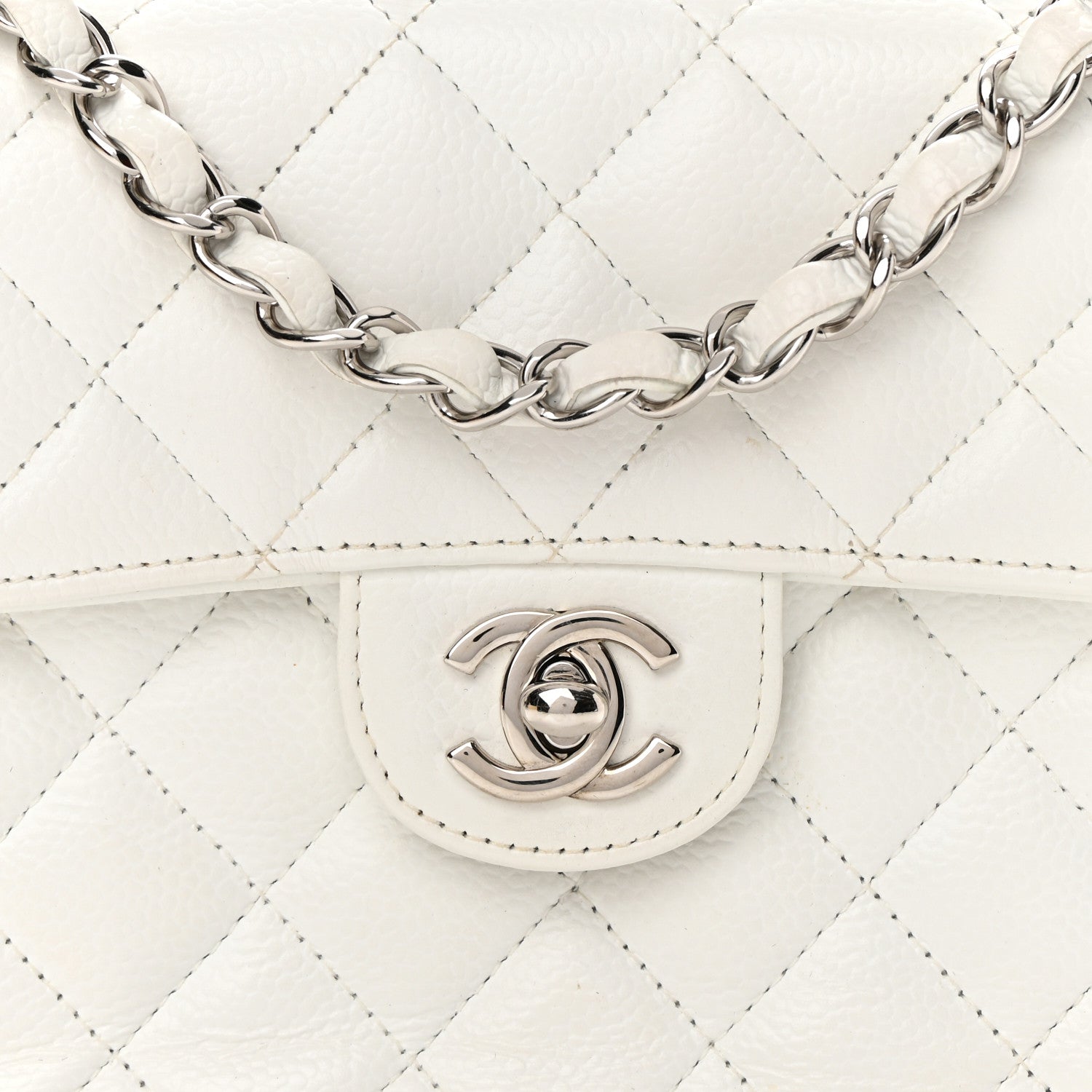 Chanel Caviar Quilted Mini Square Flap White 8 of 17