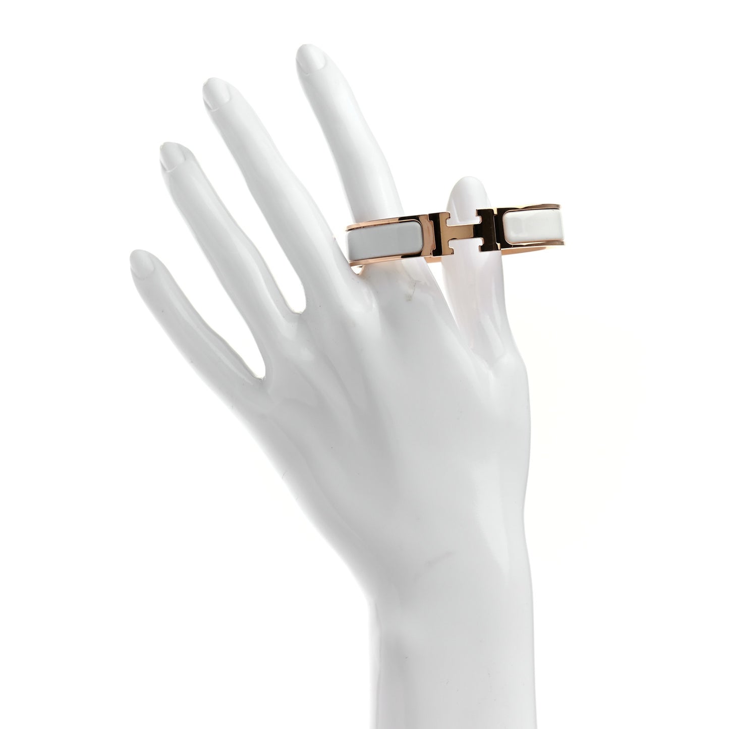 Enamel Narrow Clic Clac H Bracelet PM White