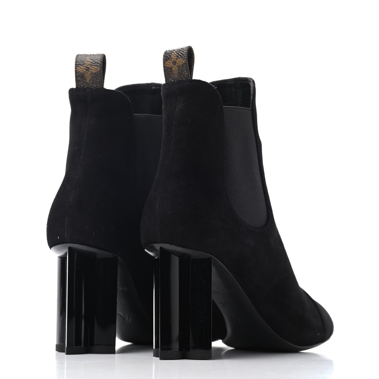Louis Vuitton Suede Monogram Uniformes Cap Toe Chelsea 80mm Ankle Boots 36.5 Black 3 of 4