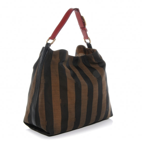 Fendi Pequin Cuoio Vegetale Large Hobo Tobacco Rosso Black 3 of 11