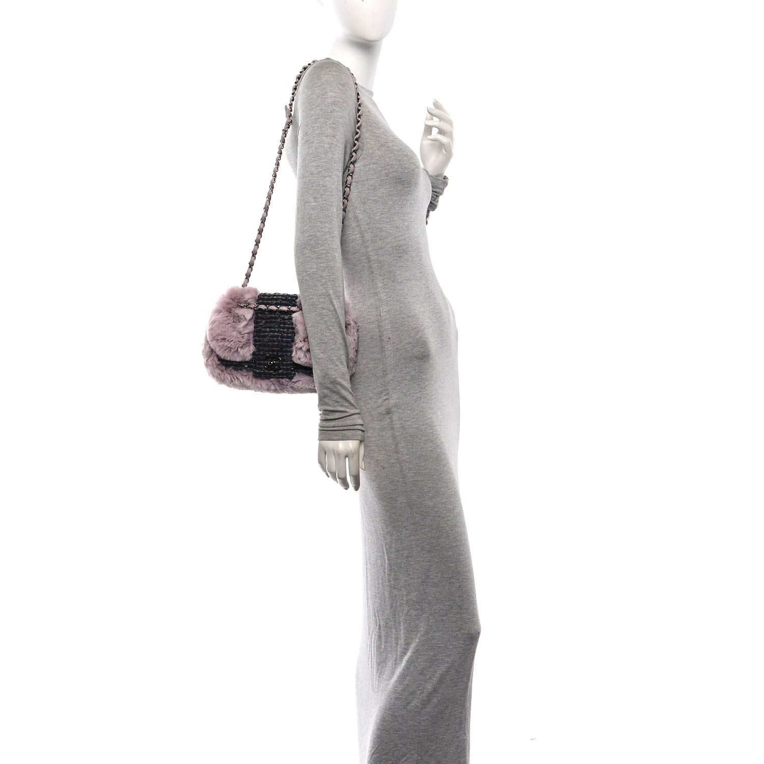 Chanel Rabbit Fur Tweed Small Fantasy Flap Lilac 2 of 10