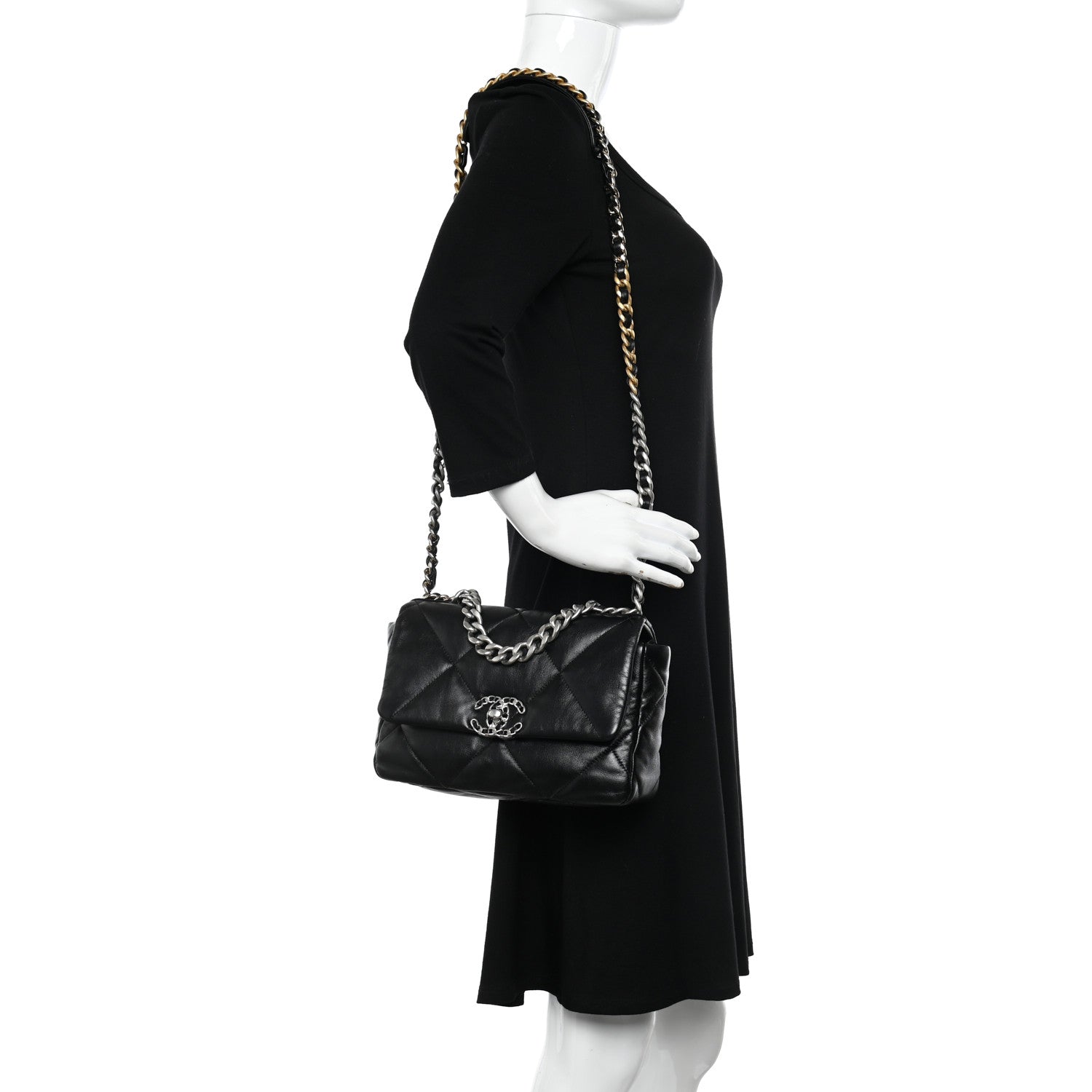 Chanel Lambskin Quilted Medium Chanel 19 Flap Black 2 of 10