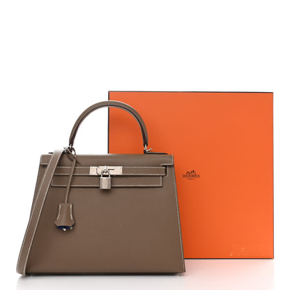 Hermes Epsom Horseshoe Kelly Sellier 28 Etoupe Bleu Electrique 13 of 13