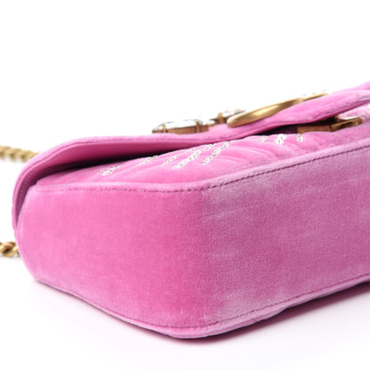 Gucci Velvet Matelasse Marquise Crystals Embroidered Small GG Marmont Shoulder Bag Malva 6 of 10
