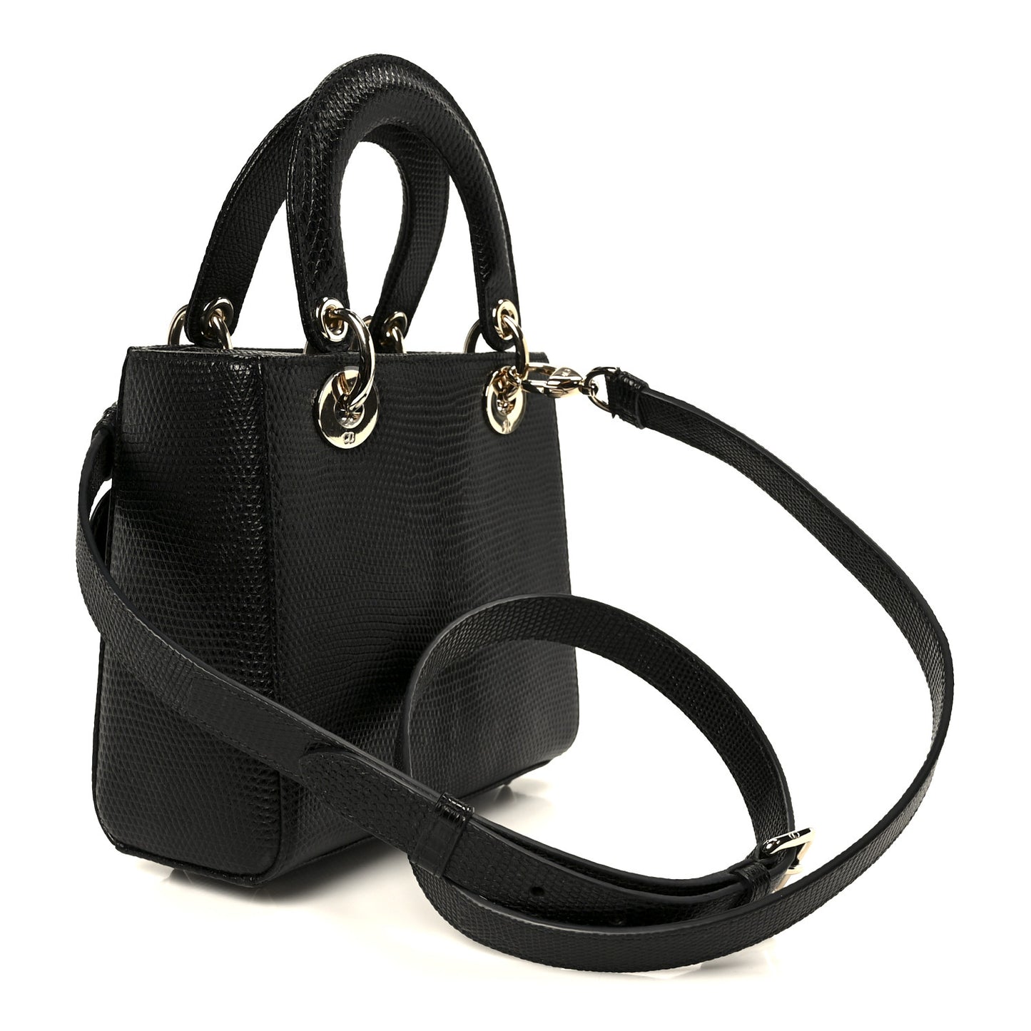 Lizard Small Lady Dior Black