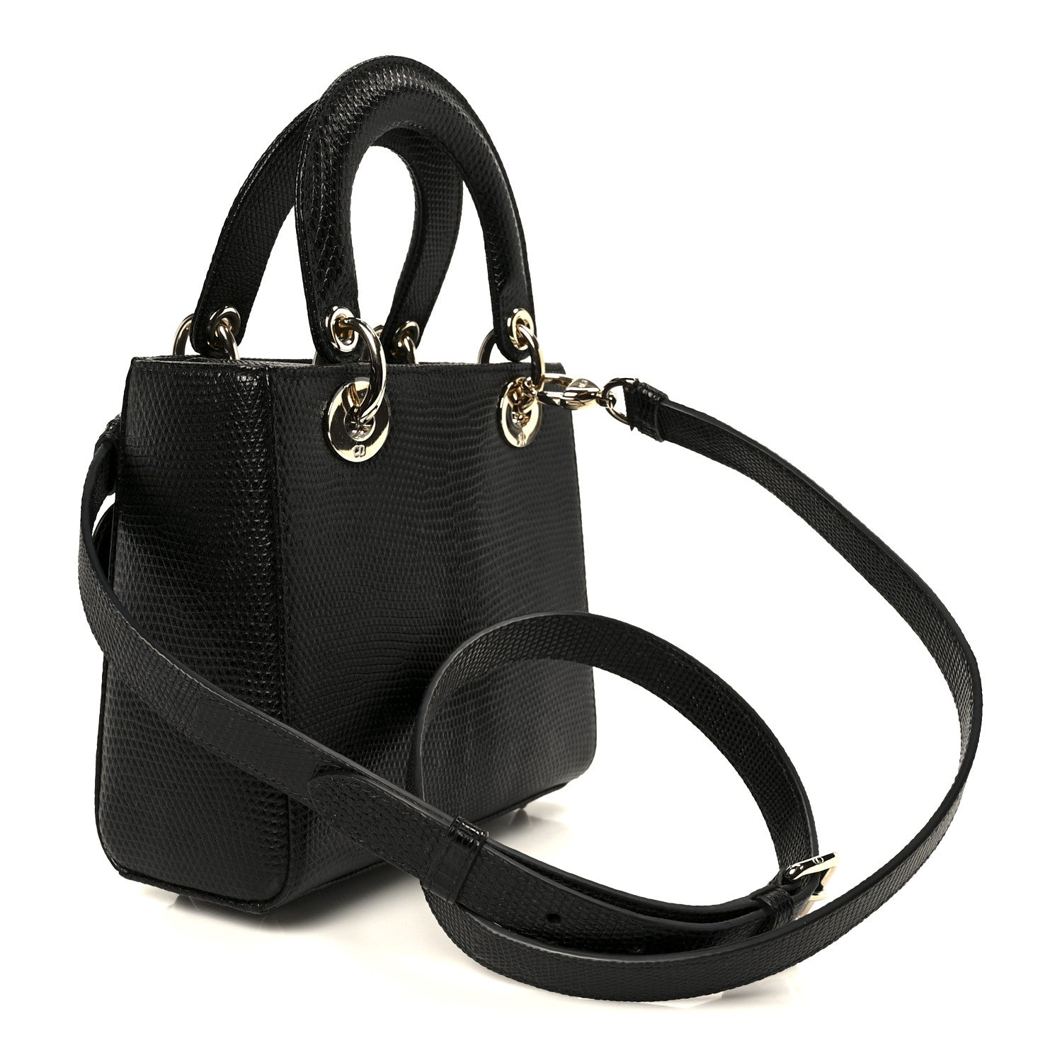 Christian Dior Lizard Small Lady Dior Black 3 of 10