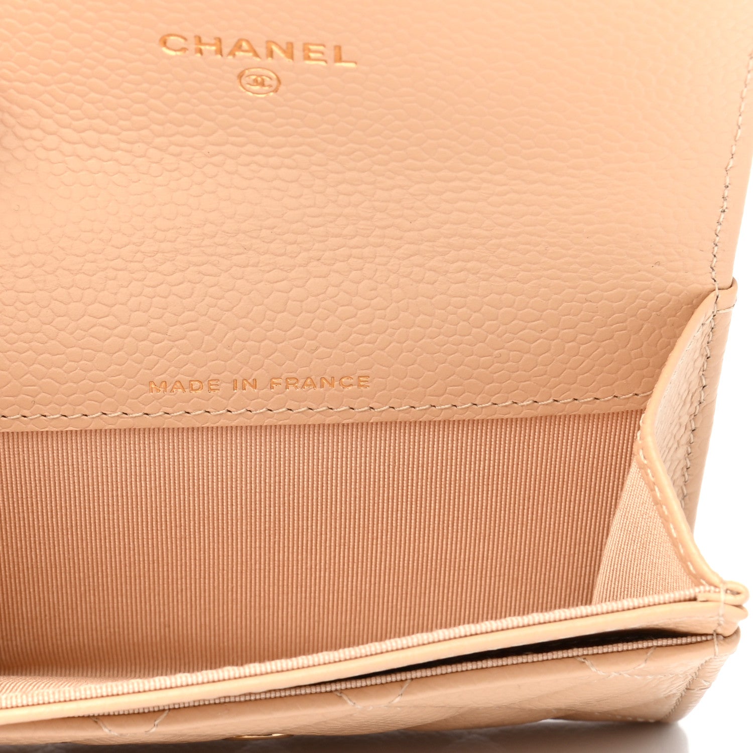 Chanel Caviar Quilted Flap Card Holder Wallet Beige 5 of 8