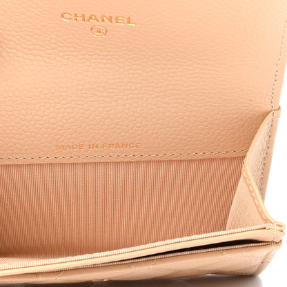 Chanel Caviar Quilted Flap Card Holder Wallet Beige 5 of 8