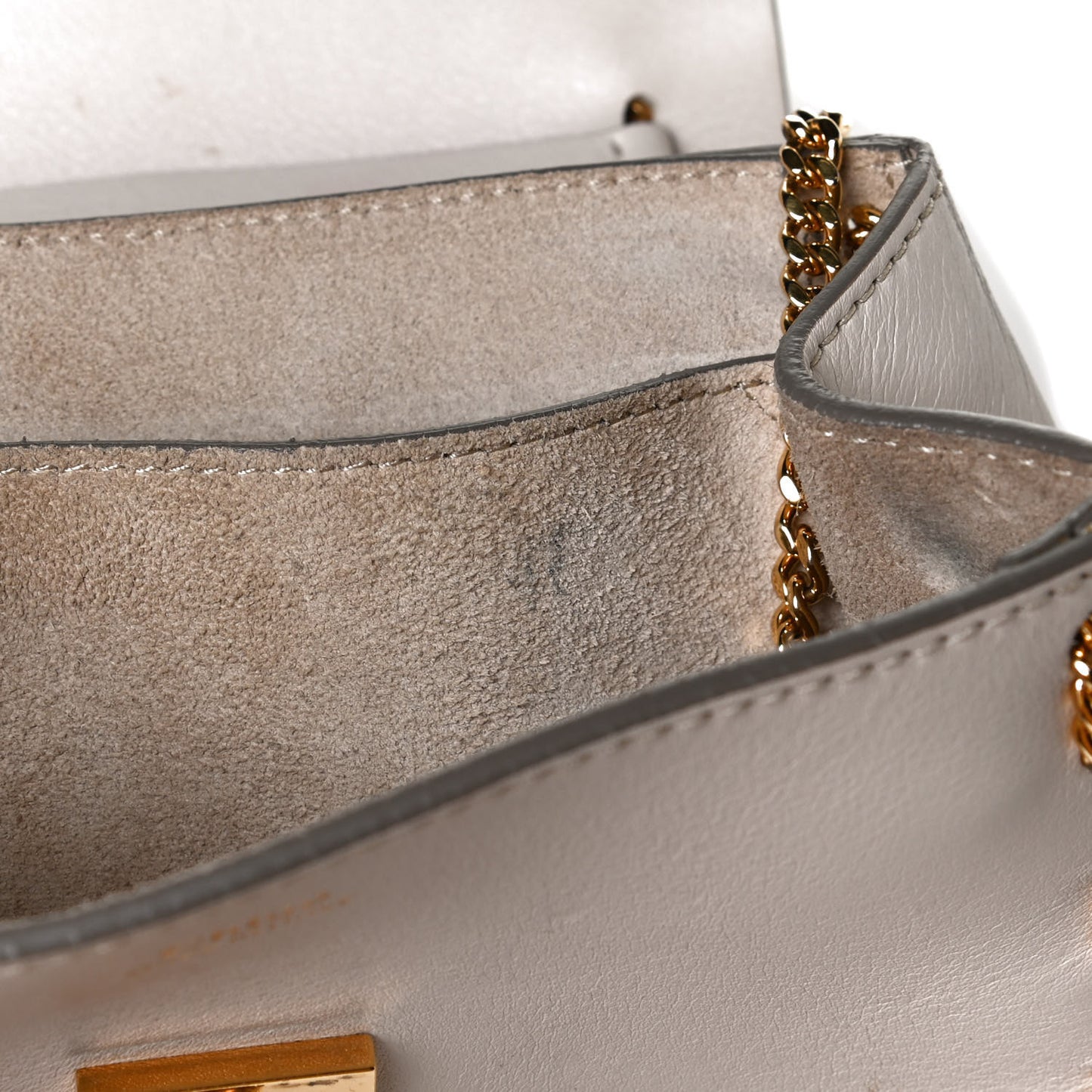 Calfskin Mini Drew Chain Shoulder Bag White