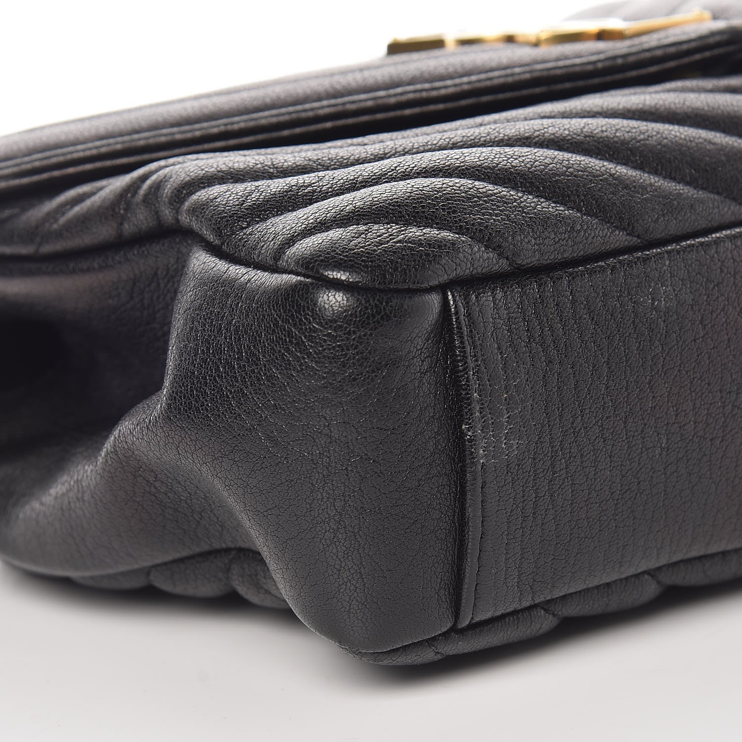 Saint Laurent Sheepskin Matelasse Chevron Monogram Medium College Bag Black 11 of 14