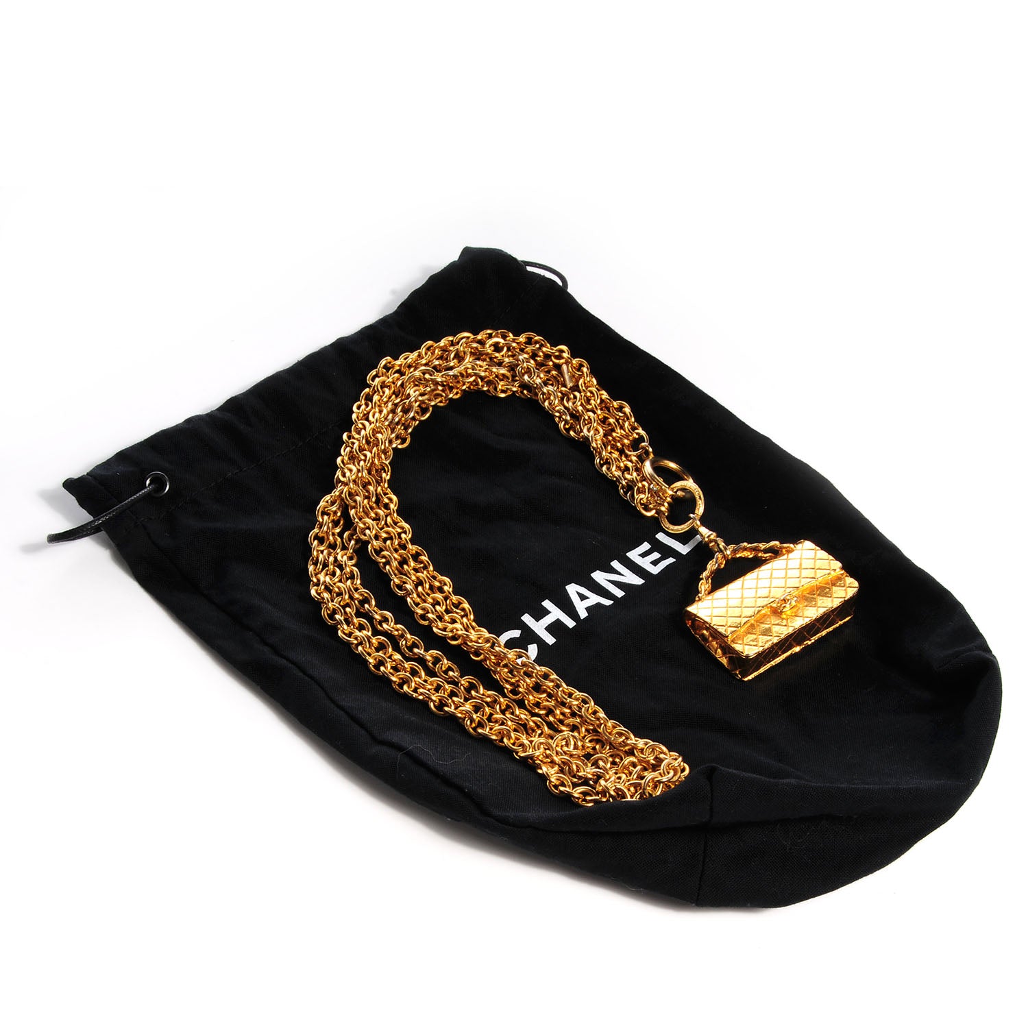 Chanel Classic Flap Pendant Necklace Gold 6 of 6