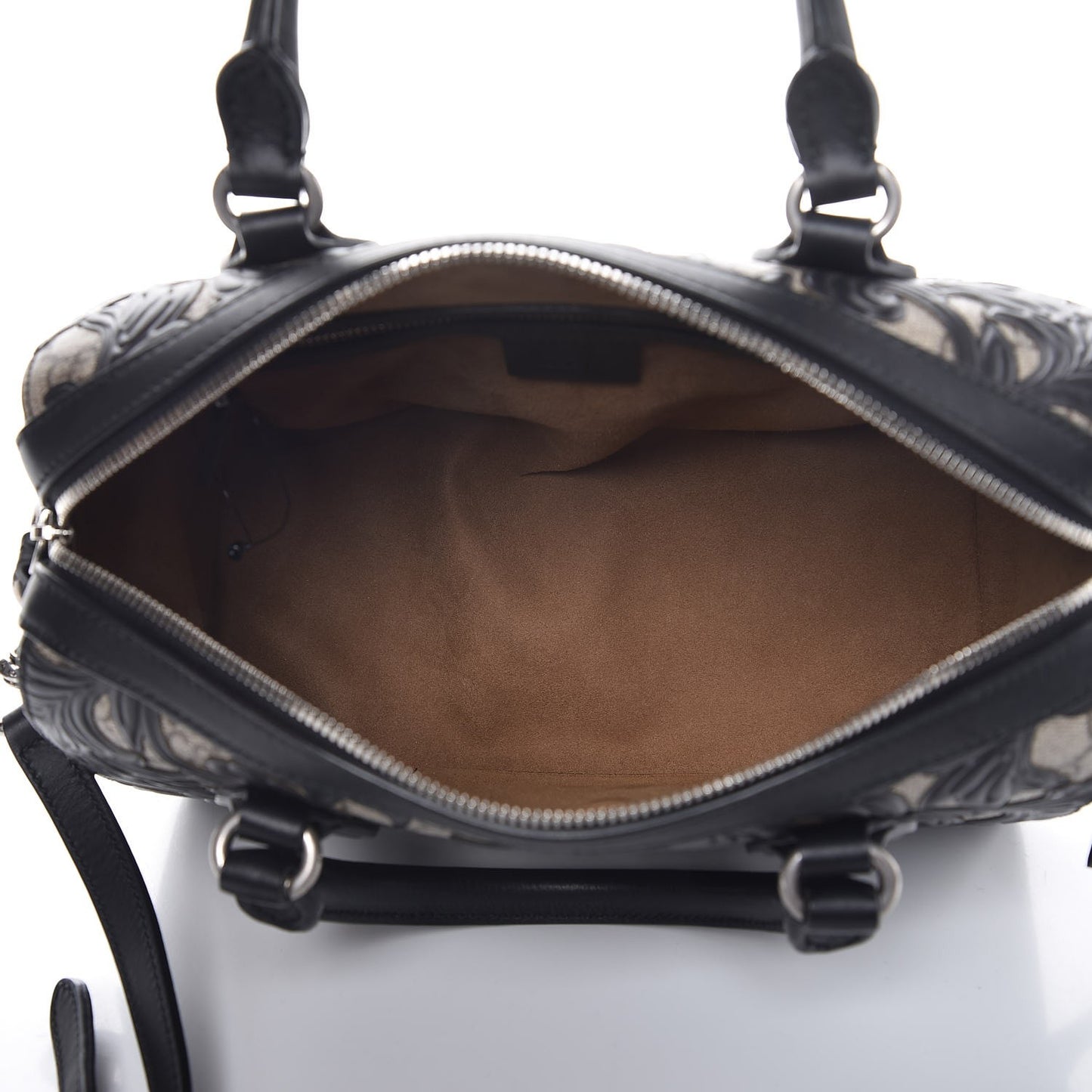 GG Supreme Monogram Arabesque Small Boston Black