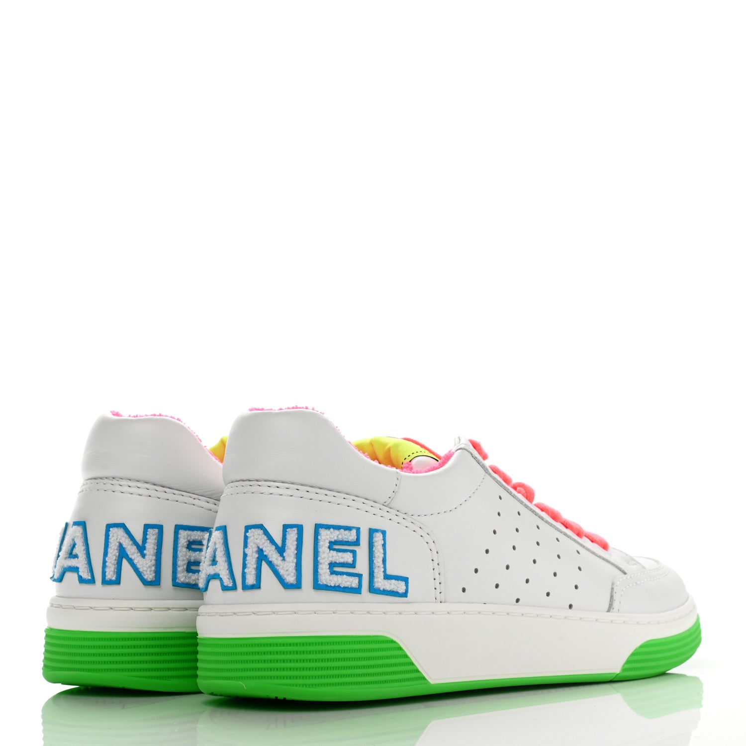 Chanel Calfskin Womens Logo Sneakers 38 White Multicolor 4 of 10