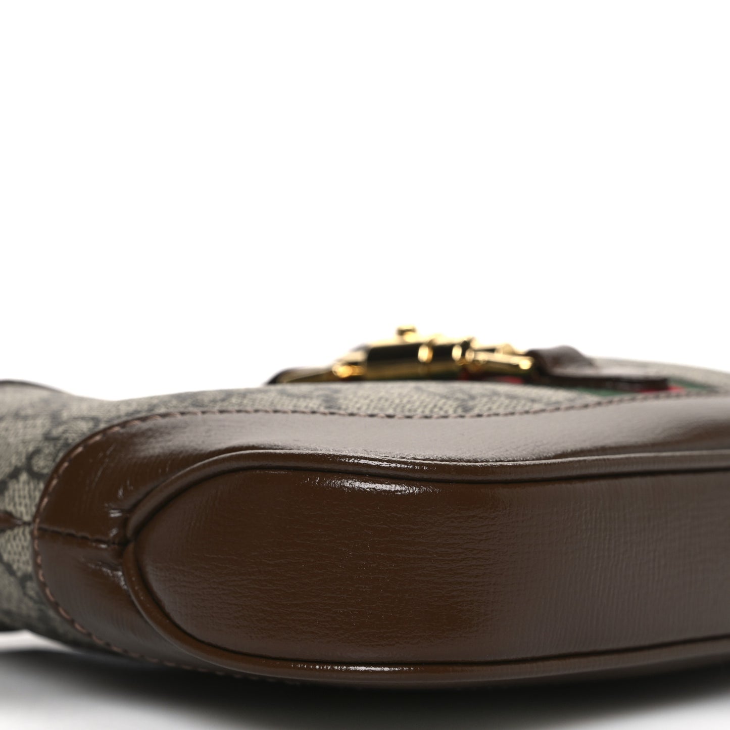 GG Supreme Monogram Azalea Calfskin Web Mini Jackie 1961 Hobo Beige Ebony Brown Sugar