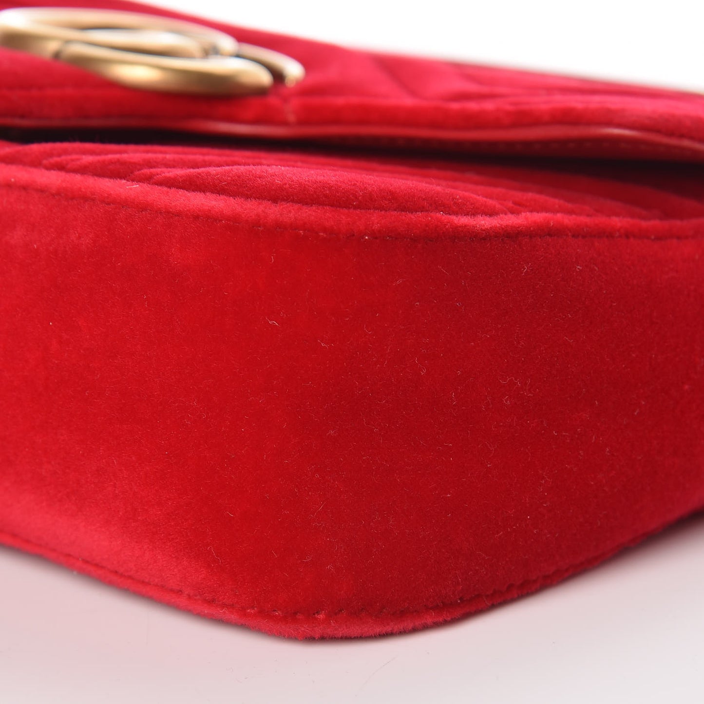 Velvet Matelasse Mini GG Marmont Shoulder Bag Hibiscus Red