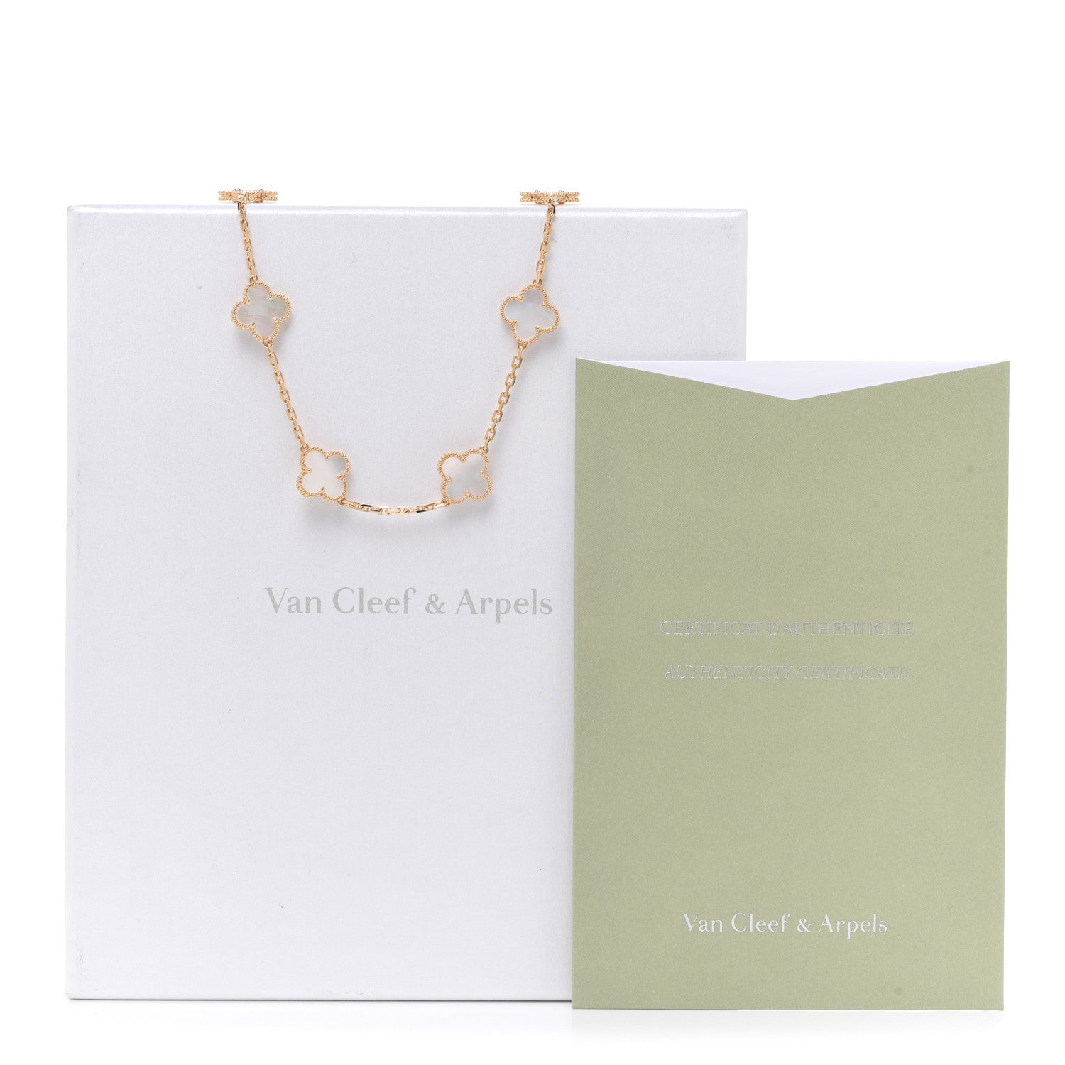 Van Cleef & Arpels 18K Yellow Gold Mother of Pearl 10 Motifs Vintage Alhambra Necklace 8 of 8