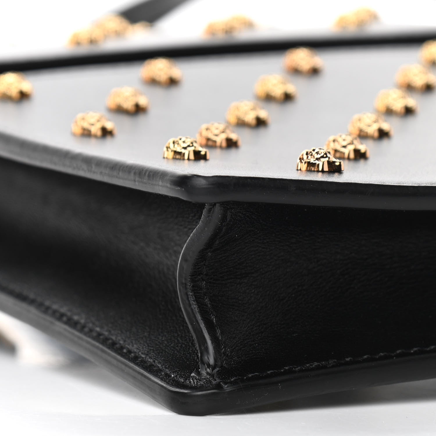Versace Calfskin Studded Medusa Crossbody Black 8 of 10