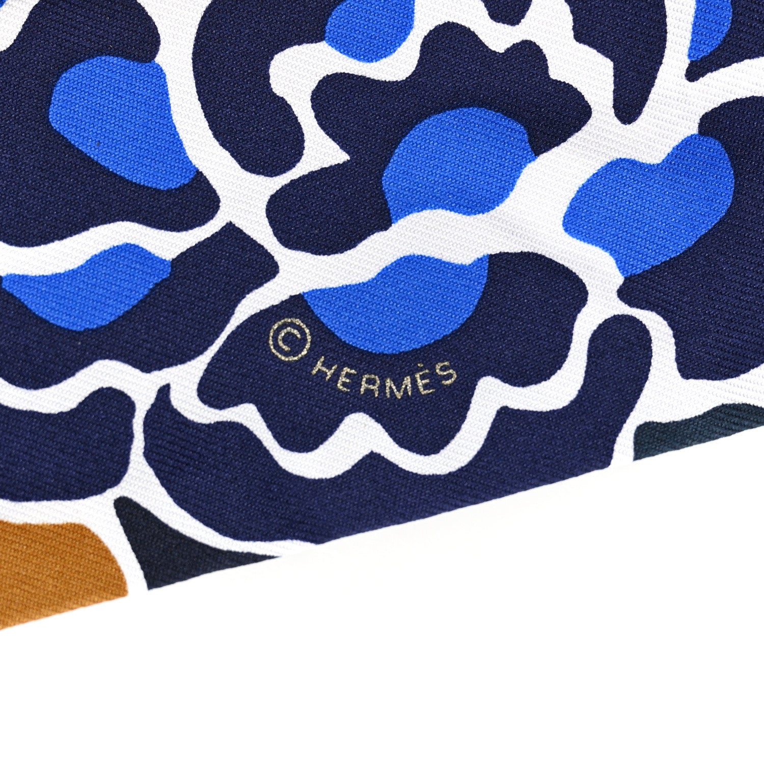 Hermes Silk Bingata Twilly Marine Tabac White 3 of 4