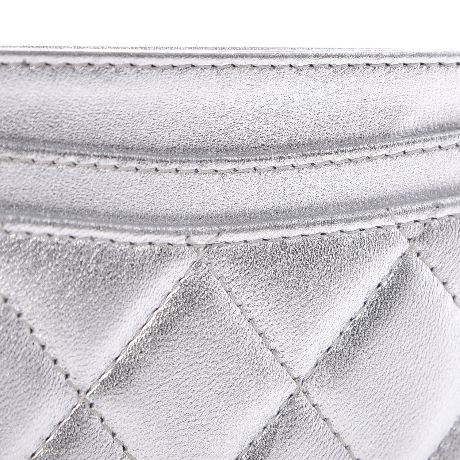 Chanel Metallic Lambskin Quilted CC Card Holder Silver 9 of 10