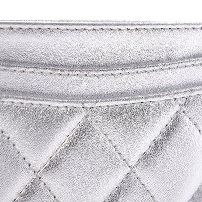 Chanel Metallic Lambskin Quilted CC Card Holder Silver 9 of 10