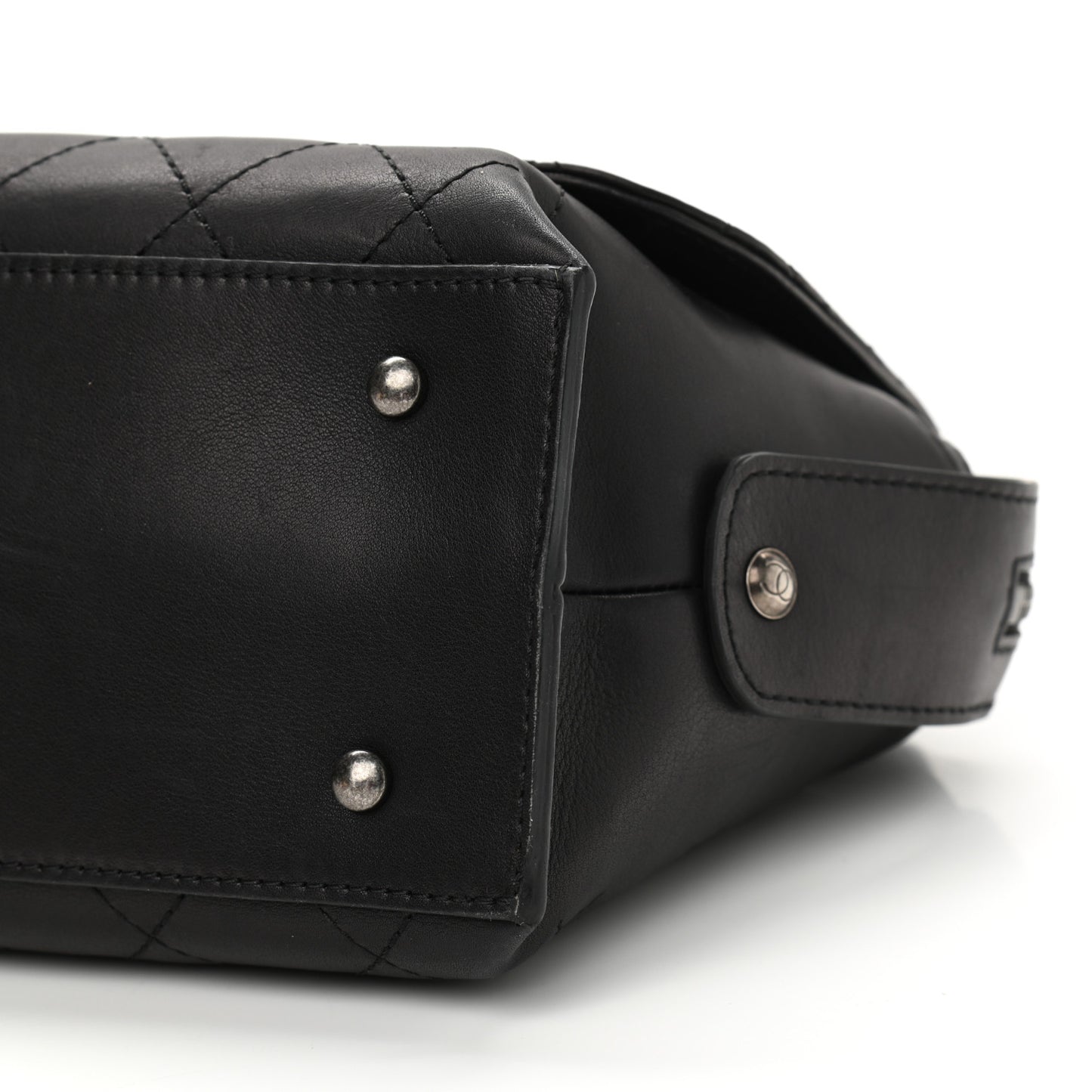 Calfskin Stitched Paris In Rome Shoulder Bag Black