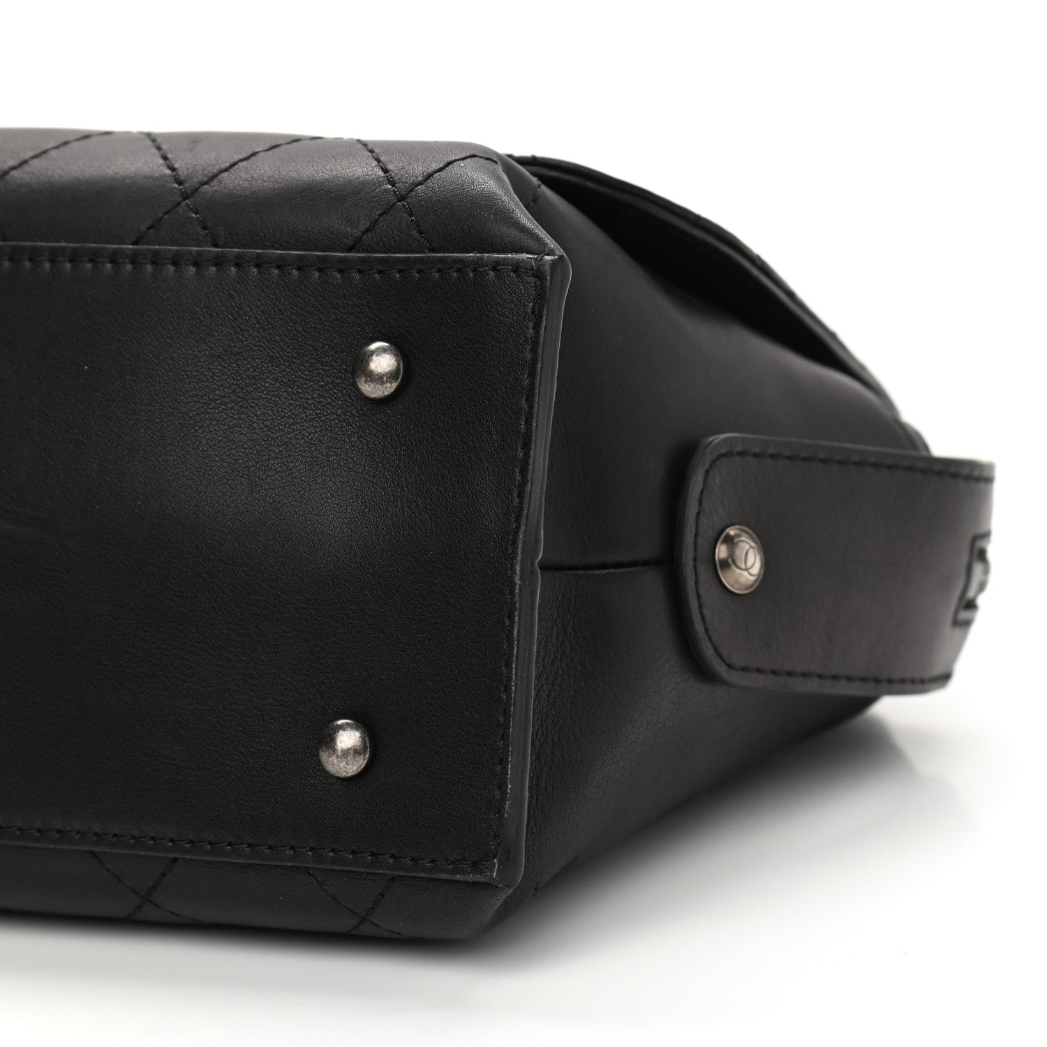 Chanel Calfskin Stitched Paris In Rome Shoulder Bag Black 10 of 10