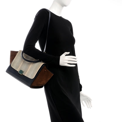 Celine Cobra Calfskin Suede Small Tri-Color Trapeze Natural 3 of 7