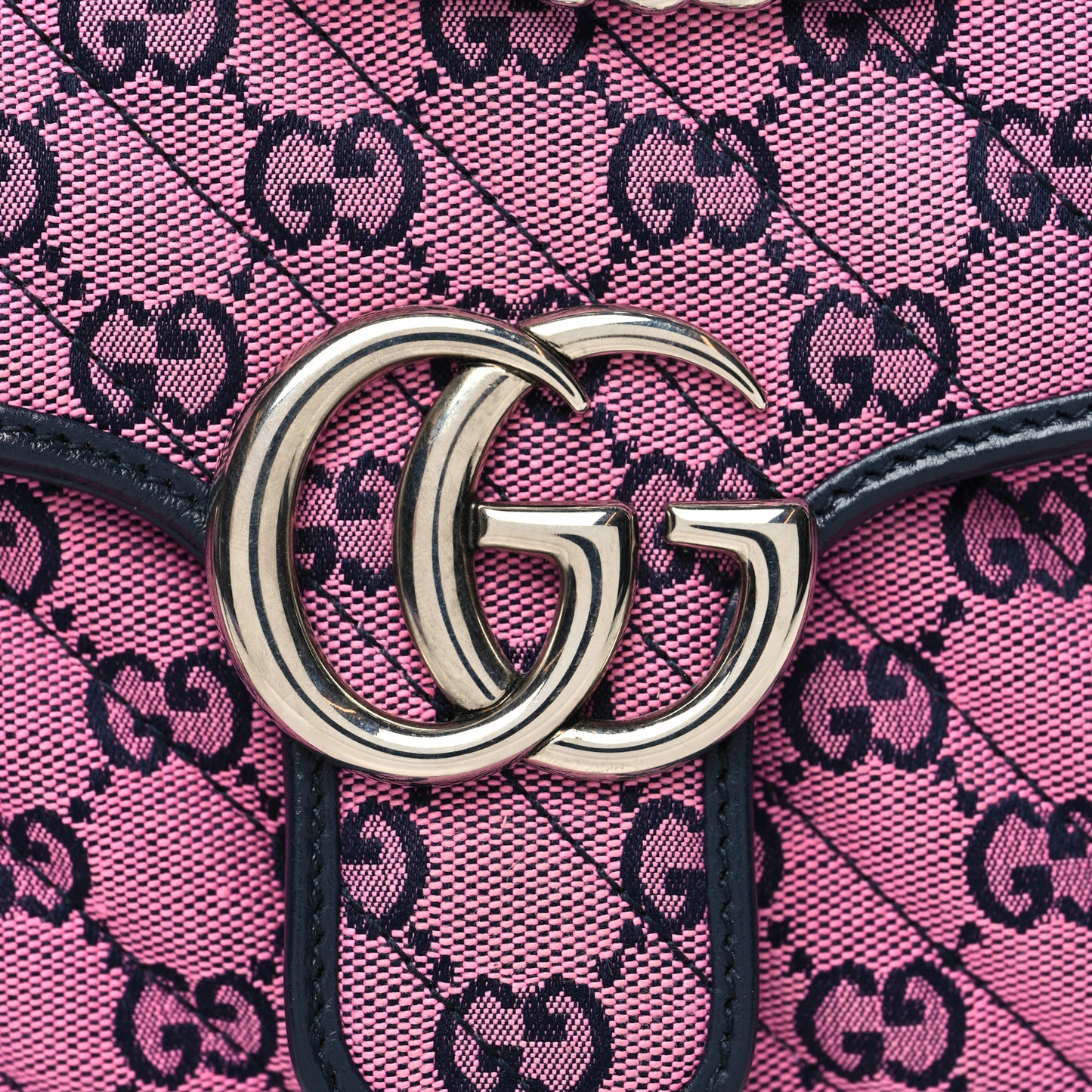 Monogram Multicolor Matelasse Diagonal Small GG Marmont Shoulder Bag Pink Blue