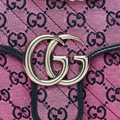 Gucci Monogram Multicolor Matelasse Diagonal Small GG Marmont Shoulder Bag Pink Blue 8 of 12