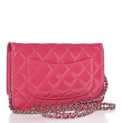 Chanel Patent Quilted Wallet On Chain WOC Fuchsia 3 of 9