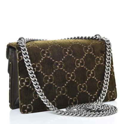 Gucci Velvet Moon Calfskin Crystal GG Monogram Small Dionysus Shoulder Bag Dark Olive Rose Gold 3 of 11
