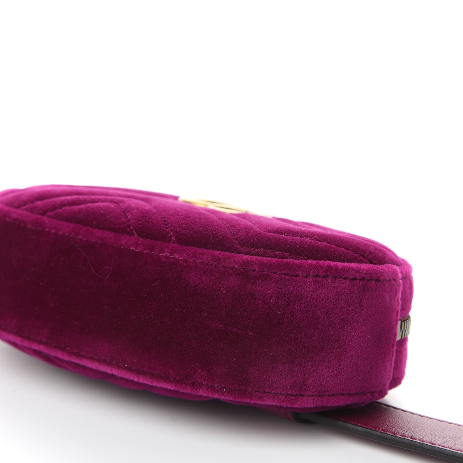 Gucci Velvet Matelasse GG Marmont Belt Bag 85 34 Fuchsia Violet Cyclamen 6 of 12