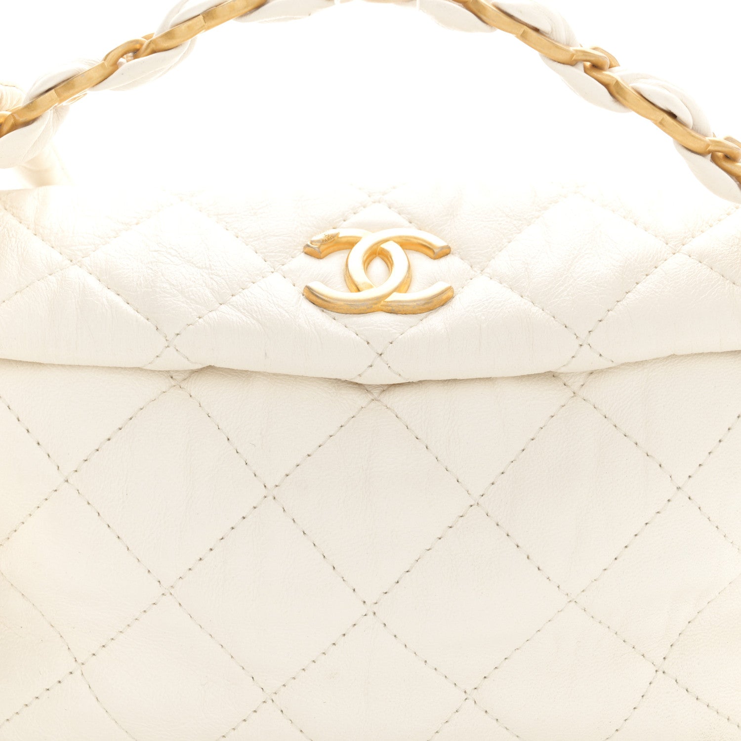 Chanel Crumpled Lambskin Quilted Small CC Links Shoulder Bag White 8 of 13