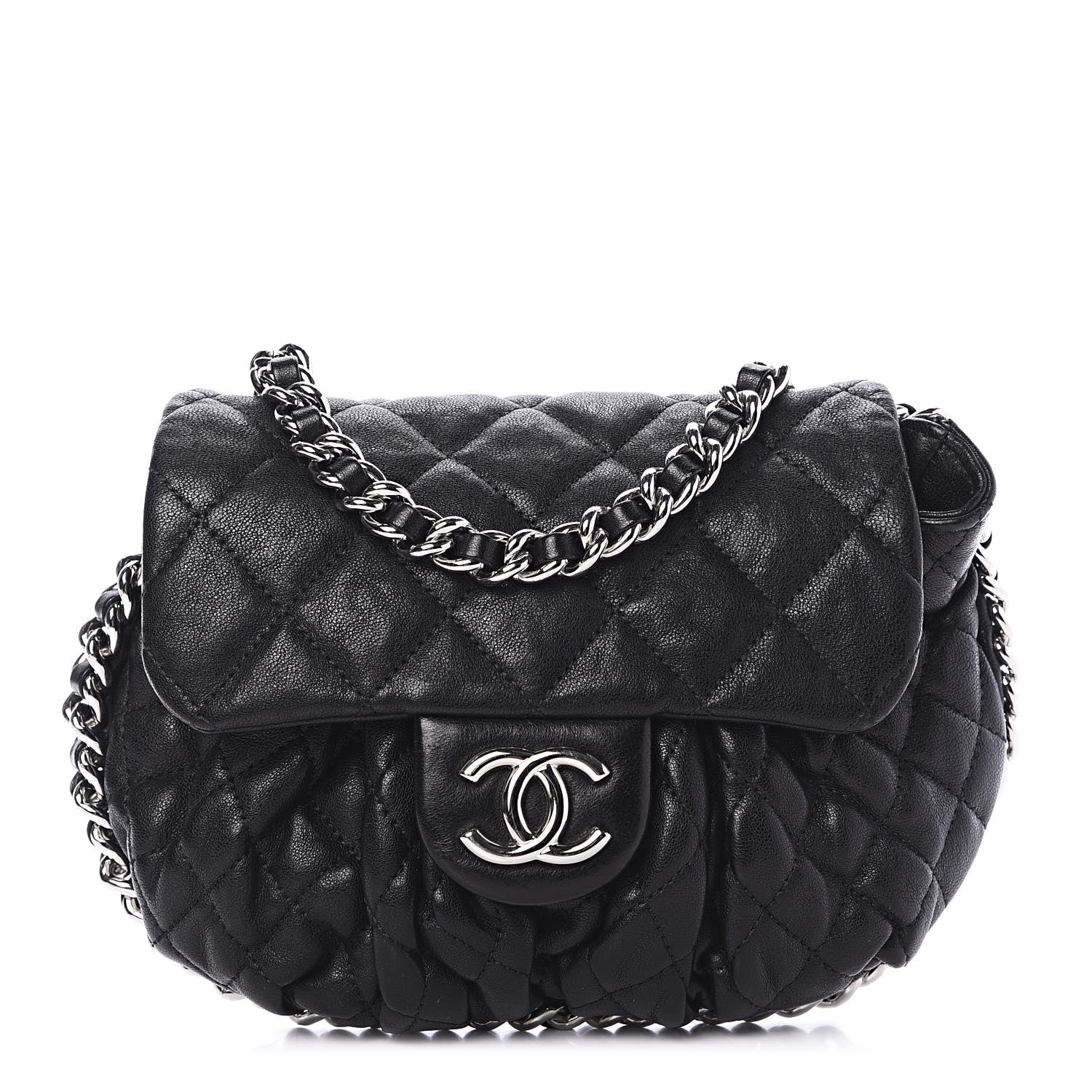 Chanel Washed Lambskin Quilted Mini Chain Around Flap Black 1 of 10