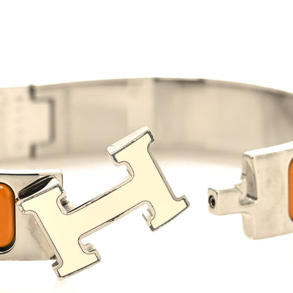 Hermes Enamel Narrow Clic Clac H Bracelet PM Curcuma White 4 of 5