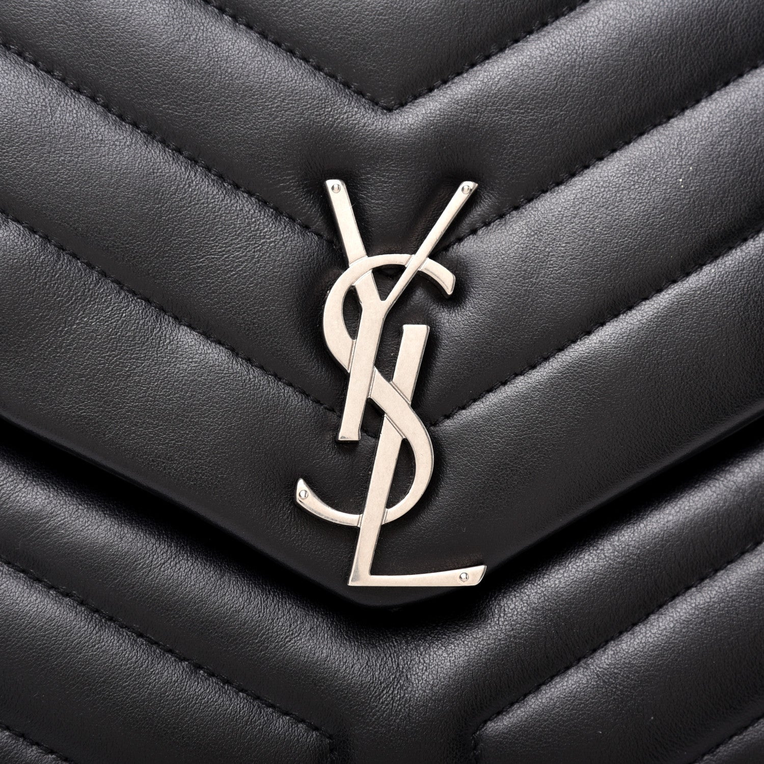 Saint Laurent Calfskin Y Quilted Monogram Large Loulou Chain Satchel Black 11 of 11